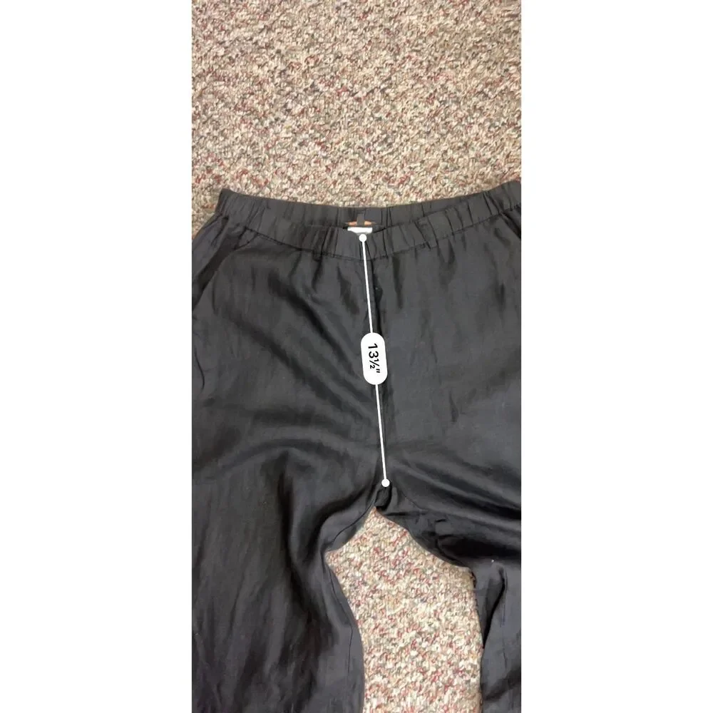 Quince Women's Black NWOT European Linen Elastic Waist Wide Leg Pants Size XL